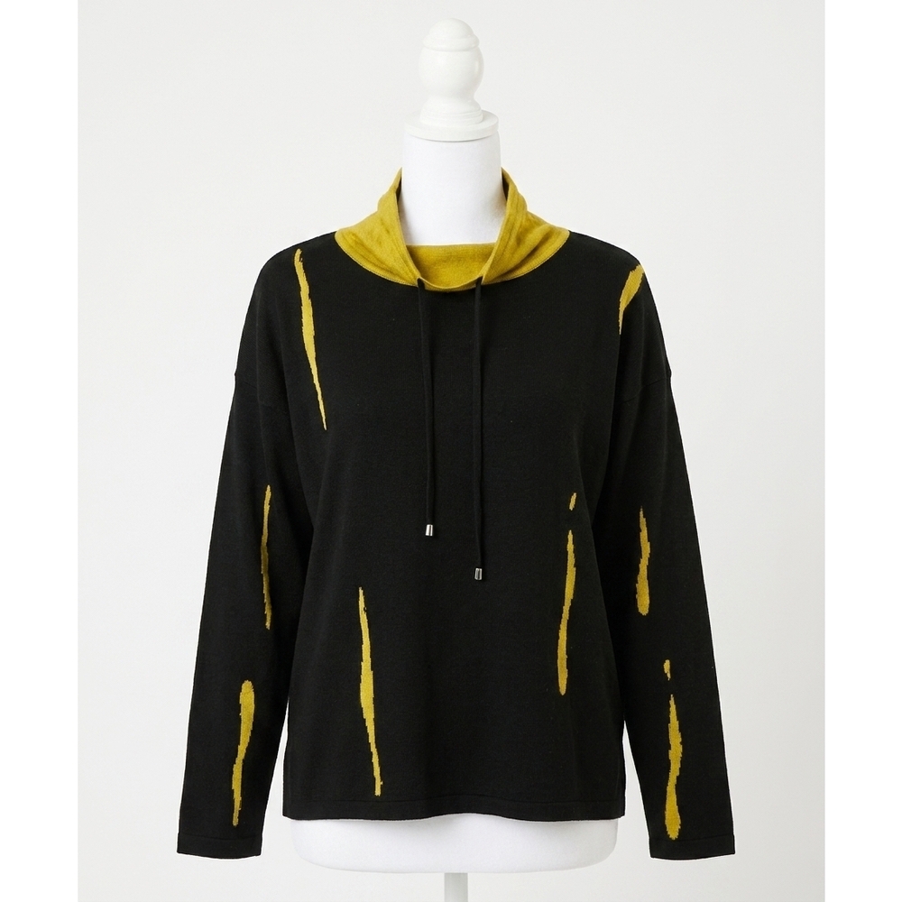 NEW ANGEL APPAREL cowl neck sweater in black/mustard